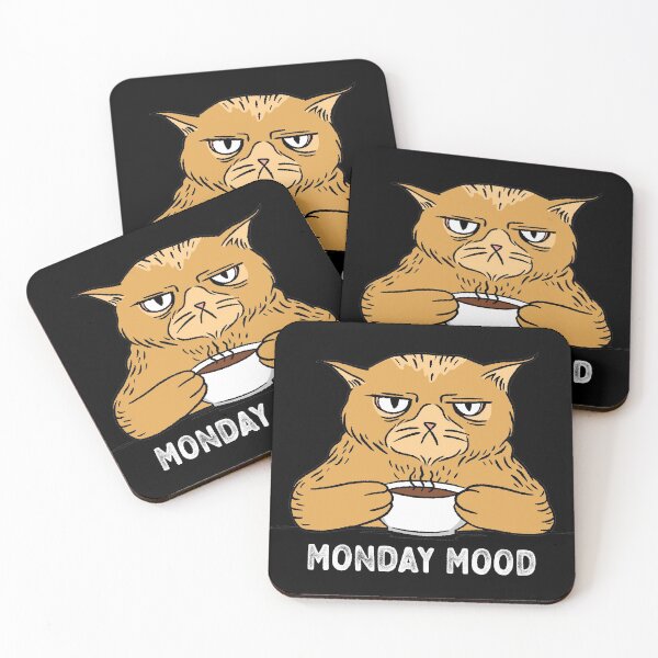 Item preview, Grumpy Cat With Cup of Coffee Monday Mood Funny Sarcastic designed and sold by CoolSilhouettes.