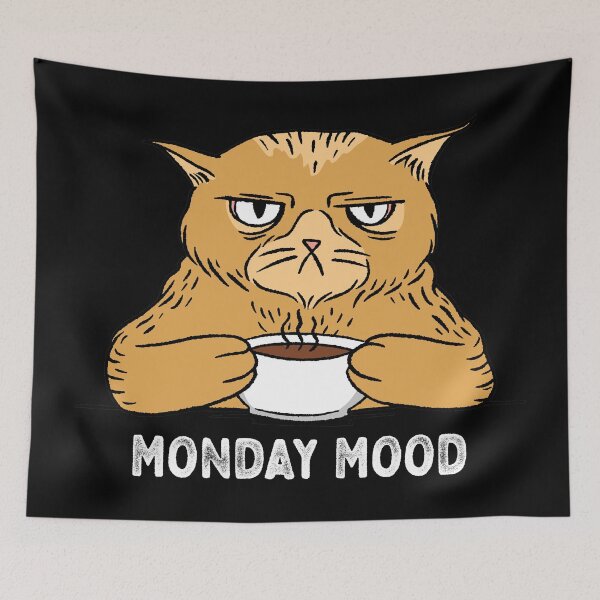 Item preview, Grumpy Cat With Cup of Coffee Monday Mood Funny Sarcastic designed and sold by CoolSilhouettes.