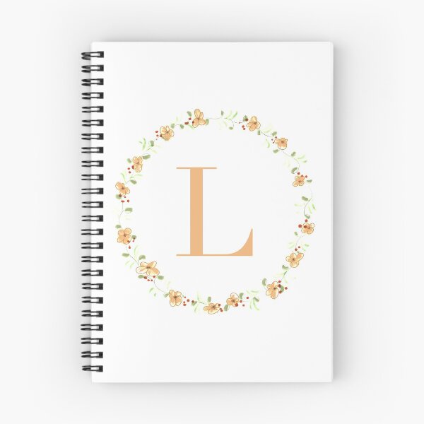 Item preview, Letter L monogram peach colored flowers and leaves designed and sold by Createlikeamom.