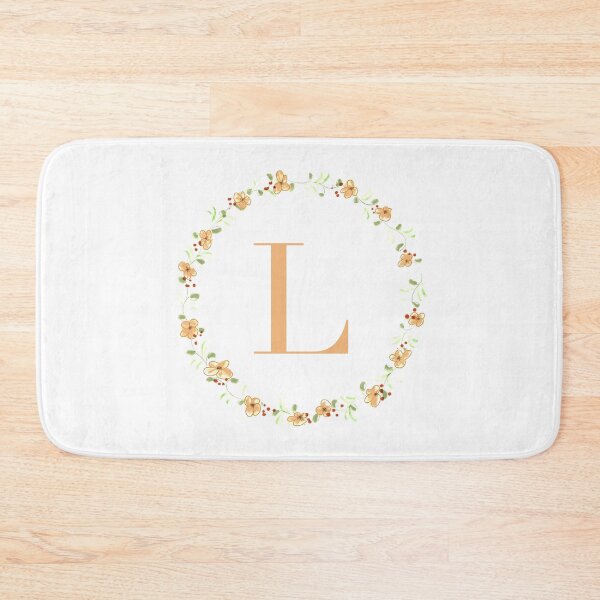 Item preview, Letter L monogram peach colored flowers and leaves designed and sold by Createlikeamom.