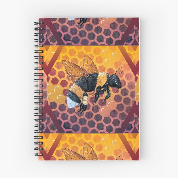 Item preview, Flying Bumble bee design with honeycomb background. ombre with yellow, orange, pink and purple honeycomb. Just Bee Yourself! designed and sold by MLorainArt.