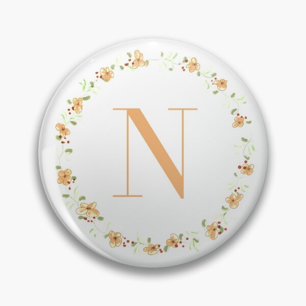 Item preview, Letter N monogram peach colored flowers and leaves designed and sold by Createlikeamom.
