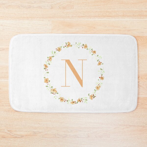 Item preview, Letter N monogram peach colored flowers and leaves designed and sold by Createlikeamom.