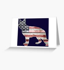 Patriotic German Shepherd, American Flag Greeting Card