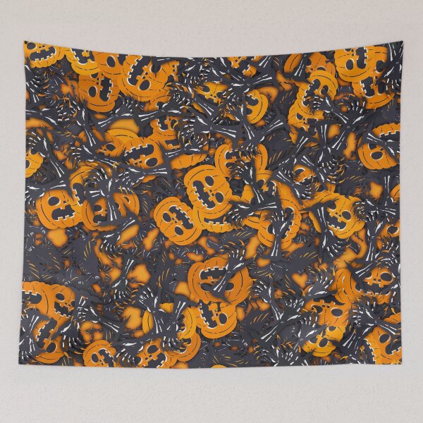 Item preview, Pumpkin Witch Hand Bats Pattern designed and sold by quarantineshop.