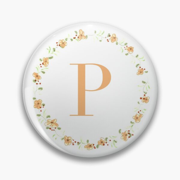 Item preview, Letter P monogram peach colored flowers and leaves designed and sold by Createlikeamom.