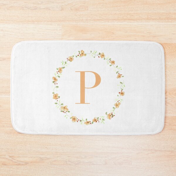 Item preview, Letter P monogram peach colored flowers and leaves designed and sold by Createlikeamom.