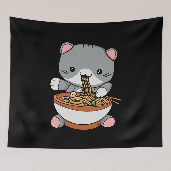 Item preview, Lindo gato kawaii comiendo ramen designed and sold by OnepixArt.