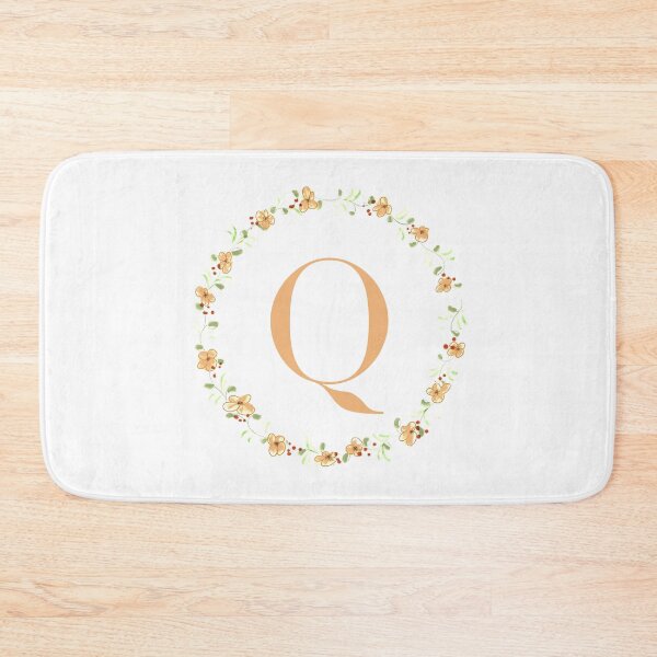 Item preview, Letter Q monogram peach colored flowers and leaves designed and sold by Createlikeamom.