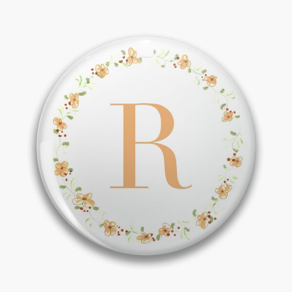 Item preview, Letter R monogram peach colored flowers and leaves designed and sold by Createlikeamom.