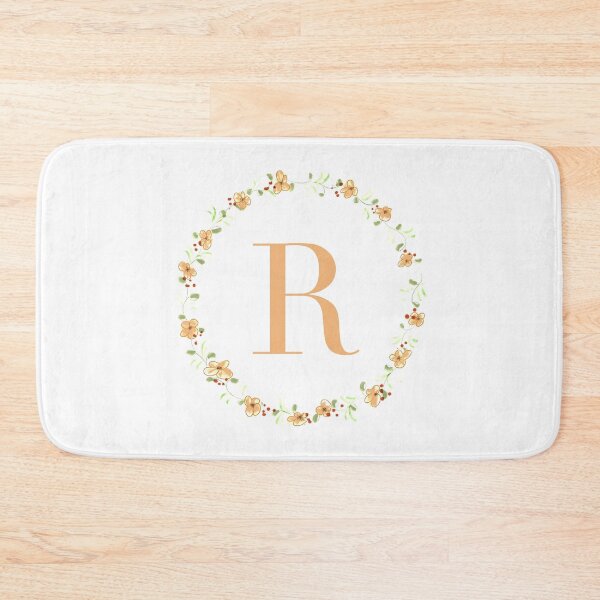 Item preview, Letter R monogram peach colored flowers and leaves designed and sold by Createlikeamom.