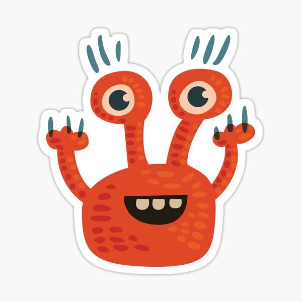 Cute Orange Monster Is Funny Too Sticker