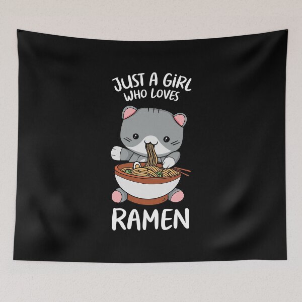 Item preview, Just A Girl Who Loves Ramen Cat Eating Ramen designed and sold by OnepixArt.