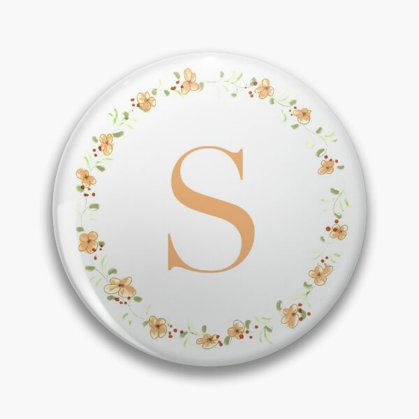 Item preview, Letter S monogram peach colored flowers and leaves designed and sold by Createlikeamom.