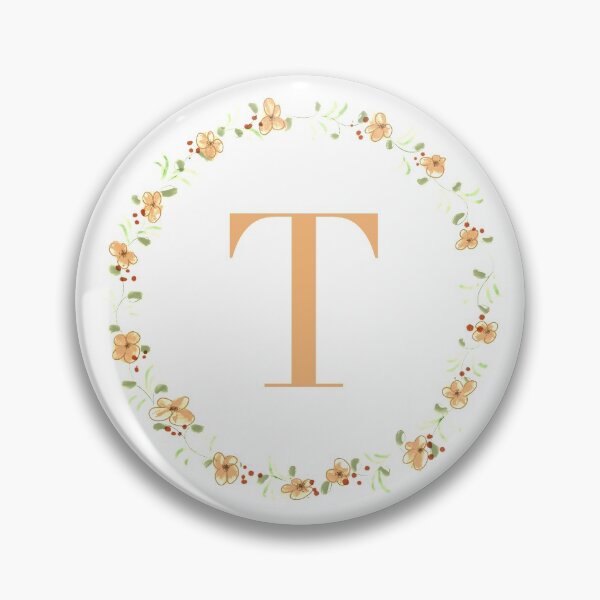 Item preview, Letter T monogram peach colored flowers and leaves designed and sold by Createlikeamom.