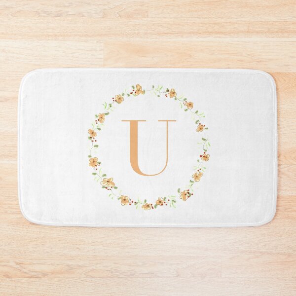 Item preview, Letter U monogram peach colored flowers and leaves designed and sold by Createlikeamom.