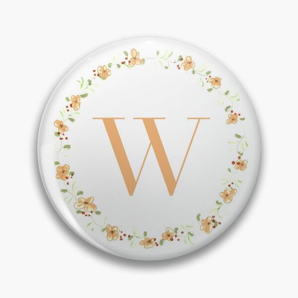 Item preview, Letter W monogram peach colored flowers and leaves designed and sold by Createlikeamom.