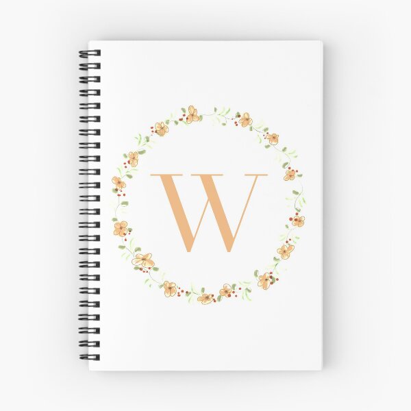 Item preview, Letter W monogram peach colored flowers and leaves designed and sold by Createlikeamom.