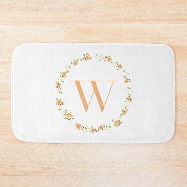 Item preview, Letter W monogram peach colored flowers and leaves designed and sold by Createlikeamom.