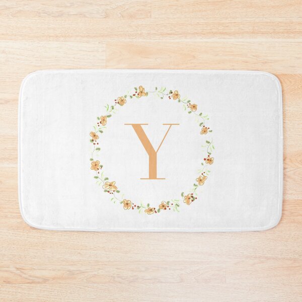 Item preview, Letter Y monogram peach colored flowers and leaves designed and sold by Createlikeamom.