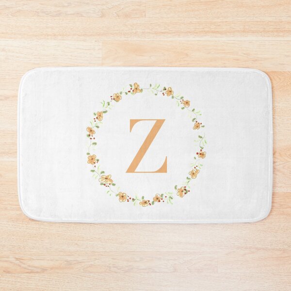 Item preview, Letter Z monogram peach colored flowers and leaves designed and sold by Createlikeamom.