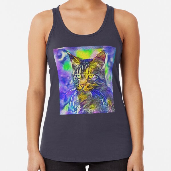 Artificial neural style iris flower cat Racerback Tank Top