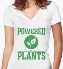 Powered by plants Women's Fitted V-Neck T-Shirt