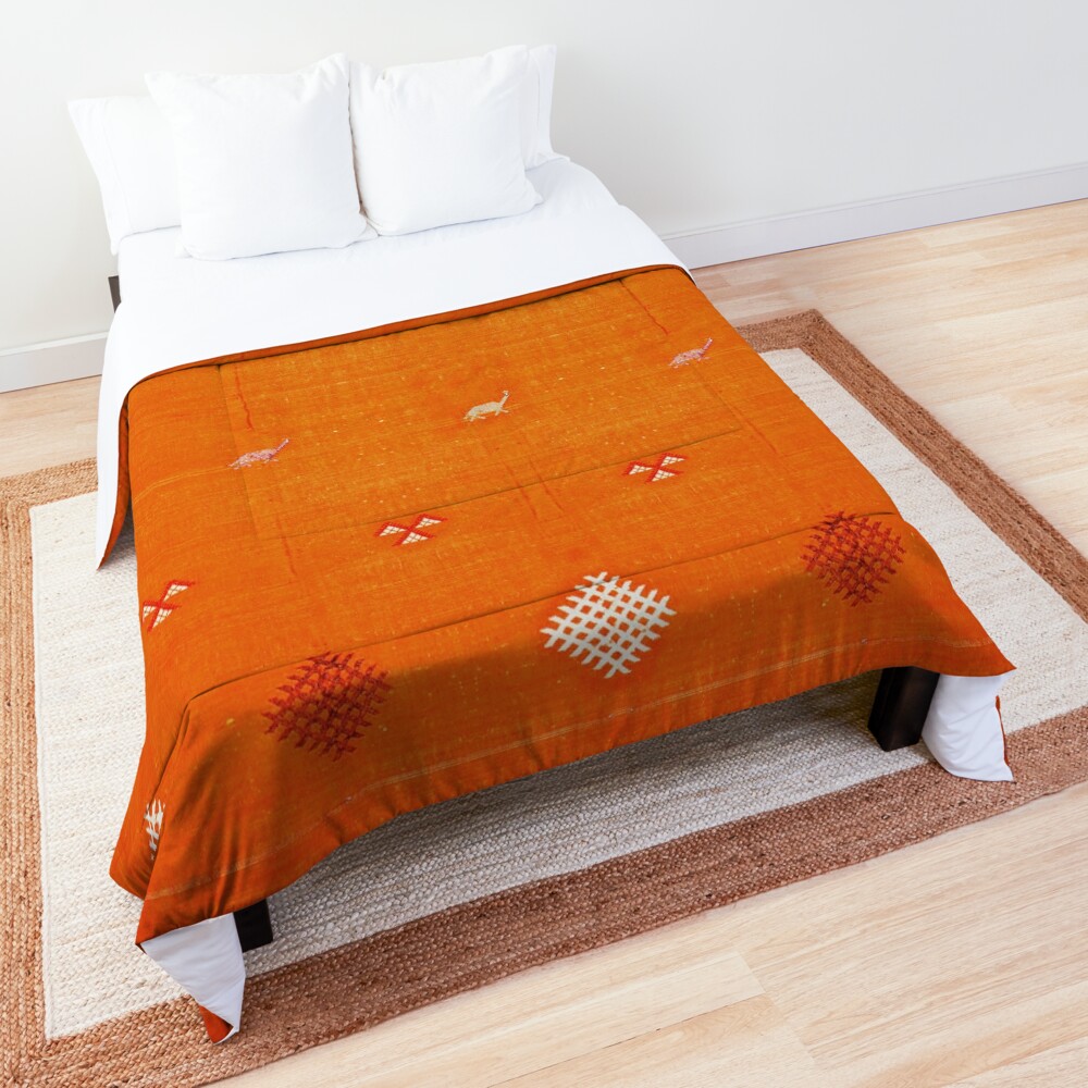 Orange Bohemian Oriental Traditional Berber Moroccan Style Comforter