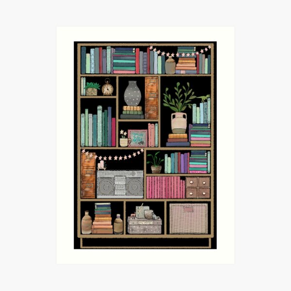 Boho Bear Book Shelf No. 2 Art Print