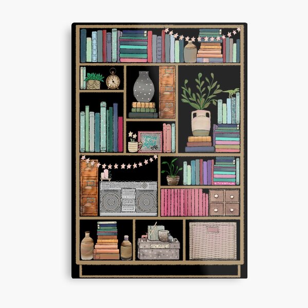Boho Bear Book Shelf No. 2 Metal Print