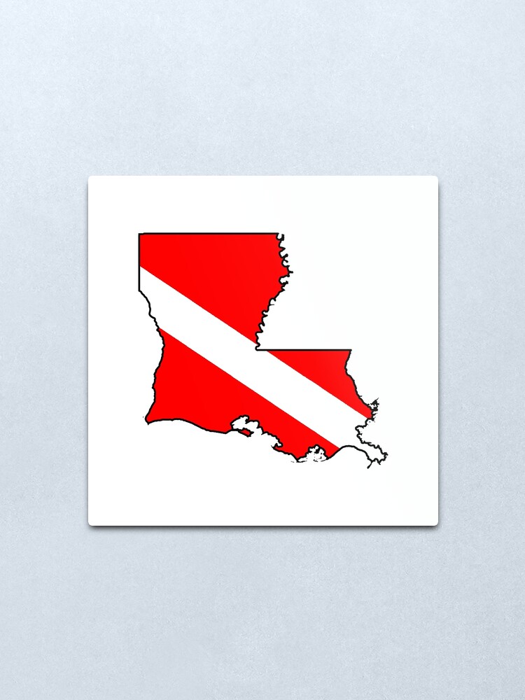Alternate view of Dive flag Louisiana outline Metal Print