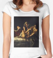 Camiseta entallada de cuello redondo Judith Slaying Holofernes por Artemisia Gentileschi