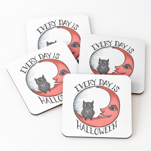 Item preview, Owl and Crescent Moon - Every Day Is Halloween designed and sold by The White Bat.