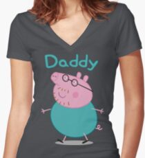 Daddy Pig Women's Fitted V-Neck T-Shirt