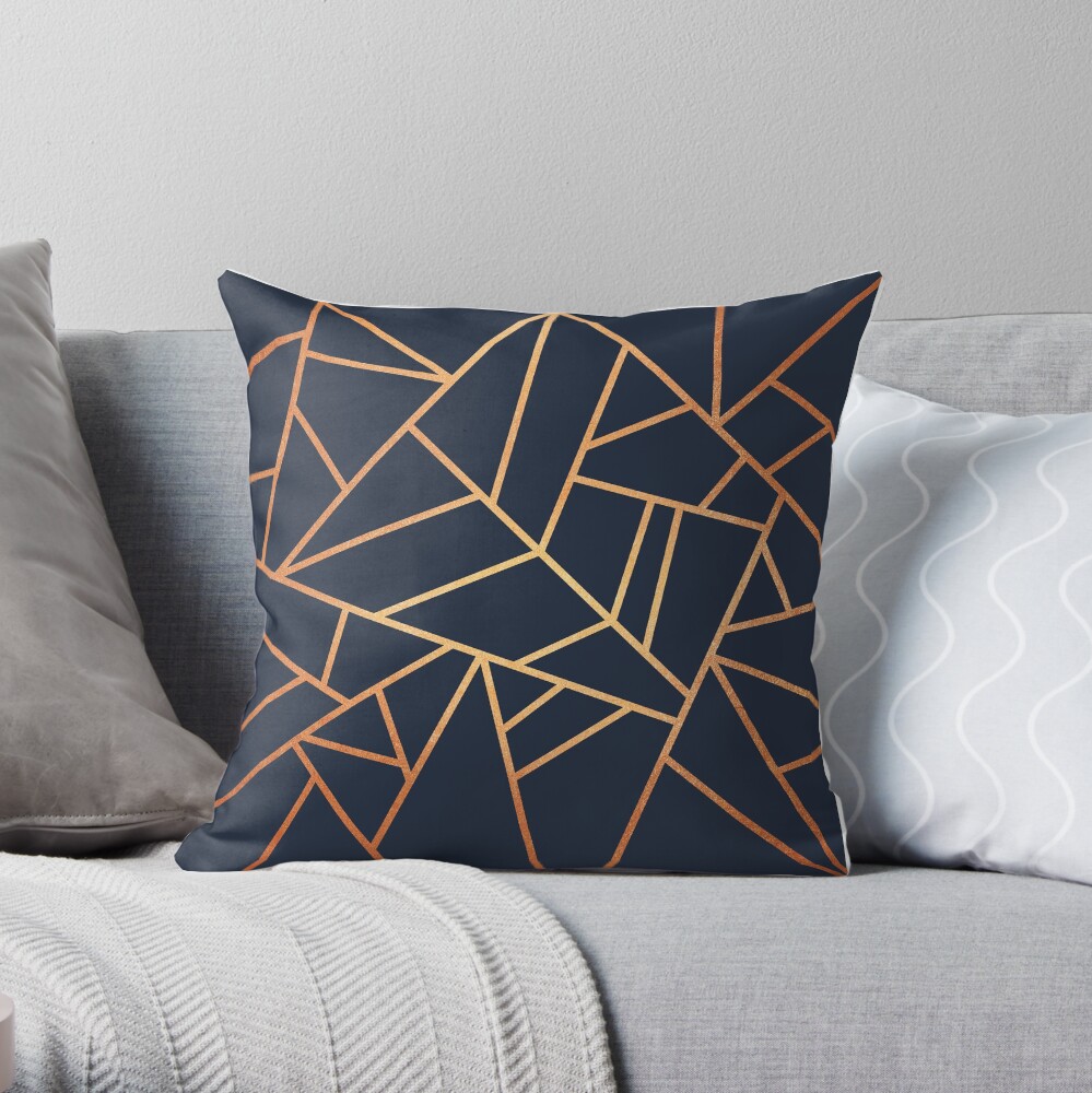 Copper and Midnight Navy Throw Pillow