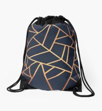 Copper and Midnight Navy Drawstring Bag