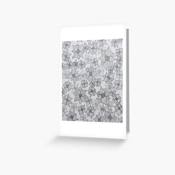 Black and White Field flowers Greeting Card