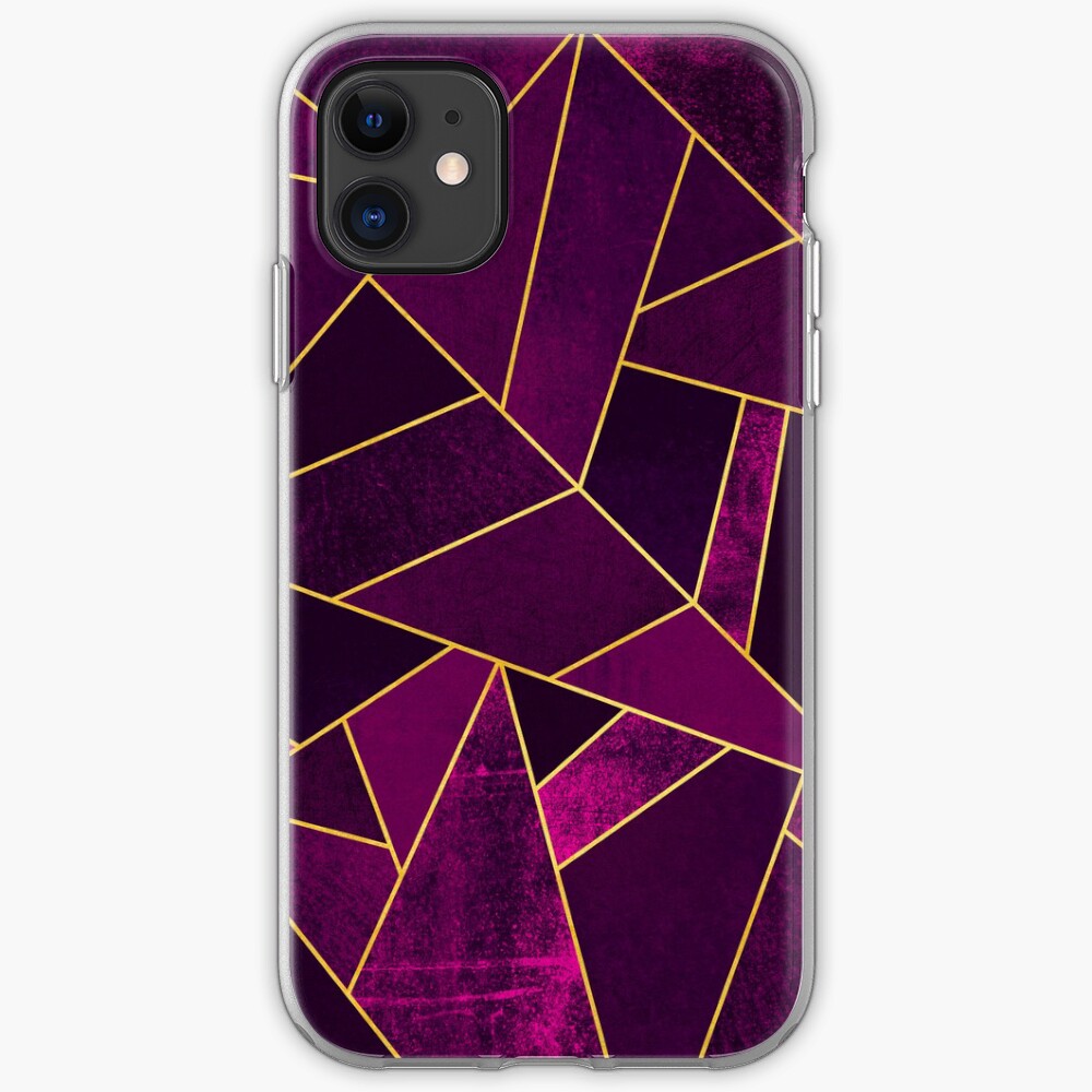 Purple Stone / Gold Lines iPhone Case & Cover
