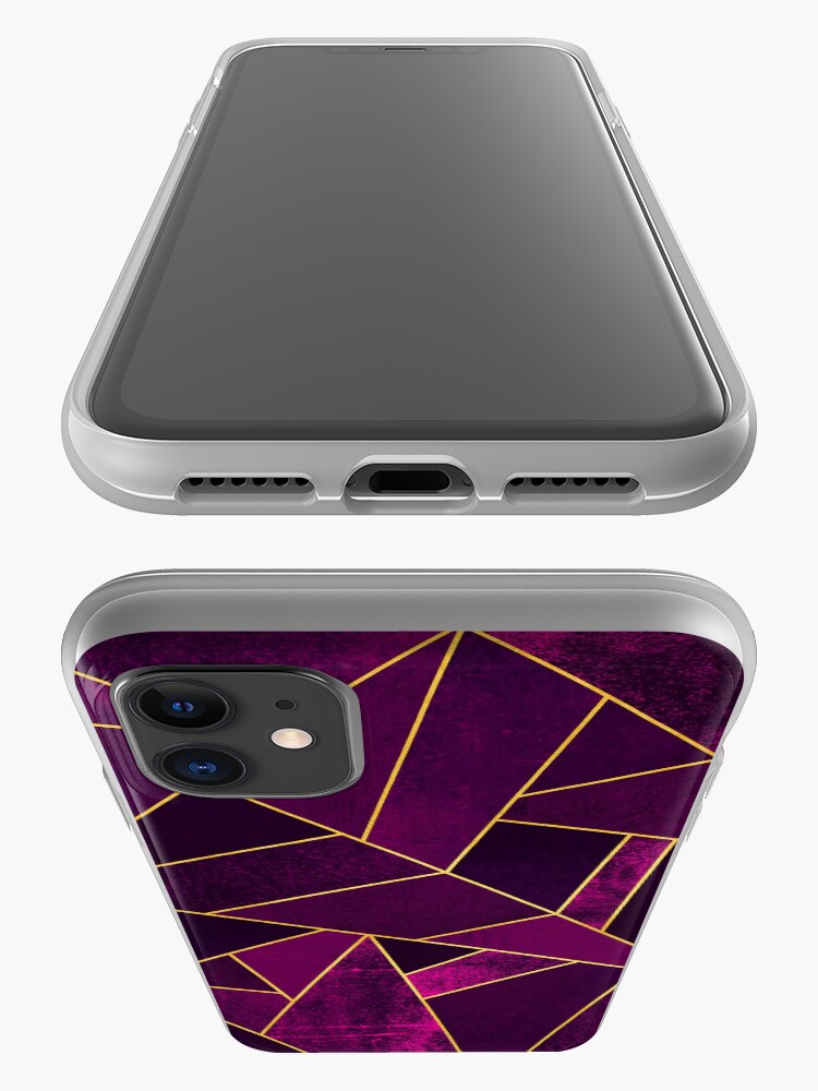 Alternate view of Purple Stone / Gold Lines iPhone Case & Cover