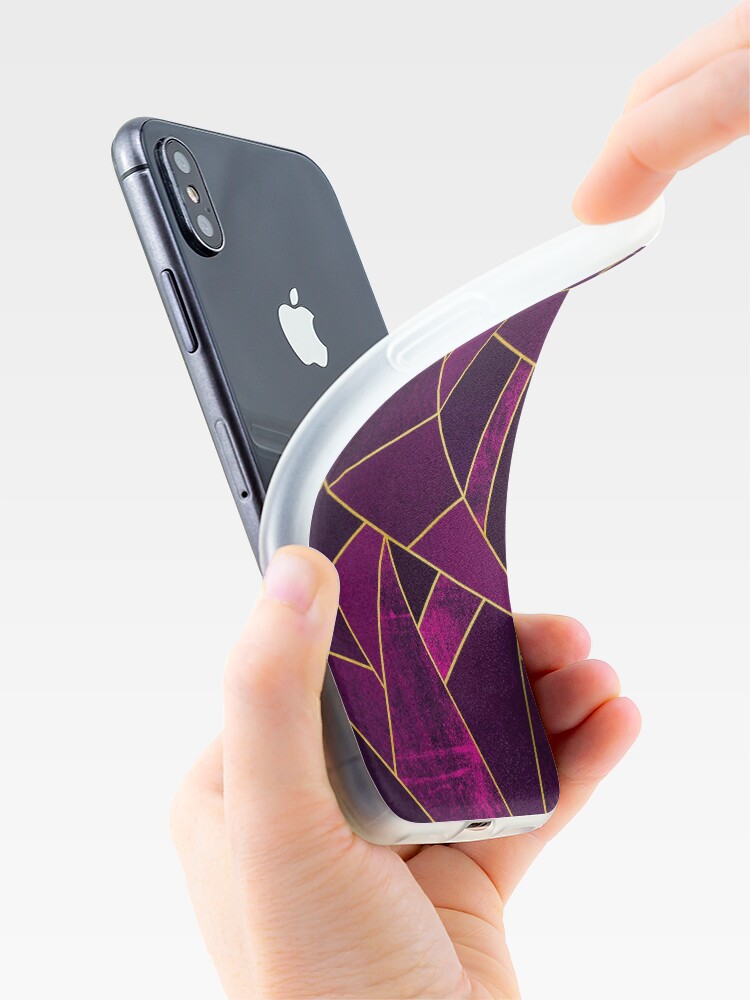 Alternate view of Purple Stone / Gold Lines iPhone Case & Cover