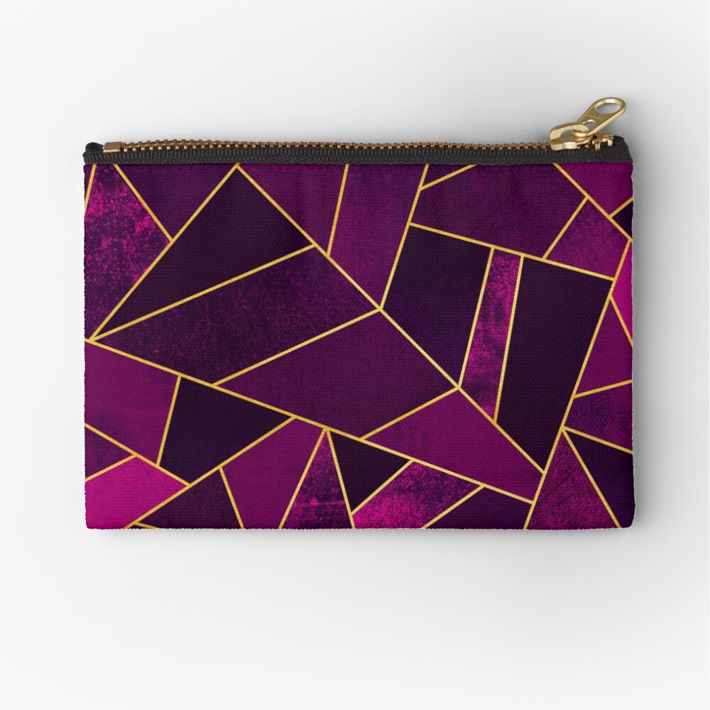 Purple Stone / Gold Lines Zipper Pouch