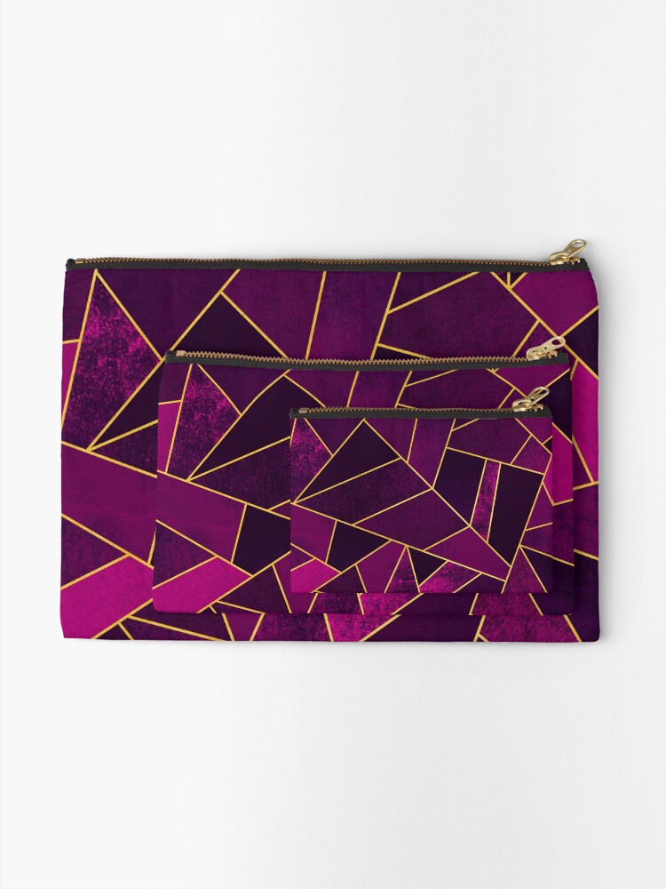 Alternate view of Purple Stone / Gold Lines Zipper Pouch
