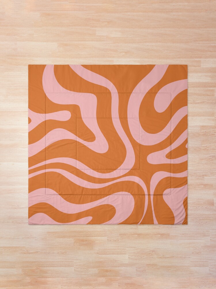 Alternate view of Liquid Swirl Retro Abstract Pattern in Orange and Pink Comforter