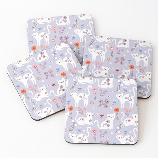 Item preview, Cats pattern with flowers designed and sold by Timegraf.