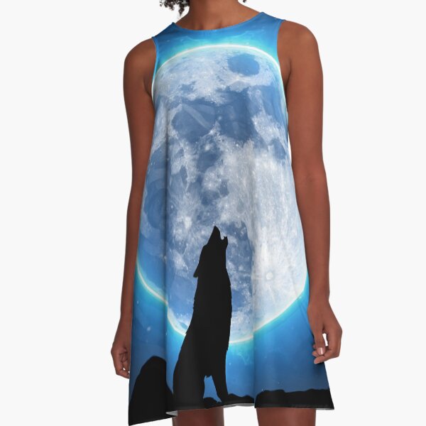 Wolf Howling At The Moon A-Line Dress
