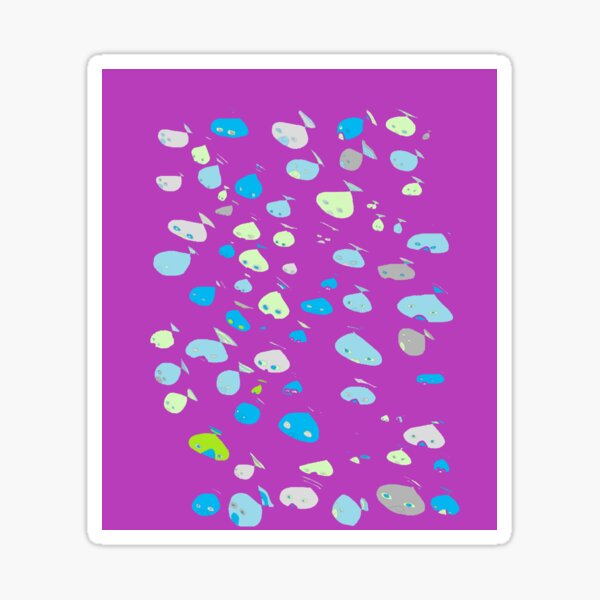 Fish Multi Color On Purple Background Sticker