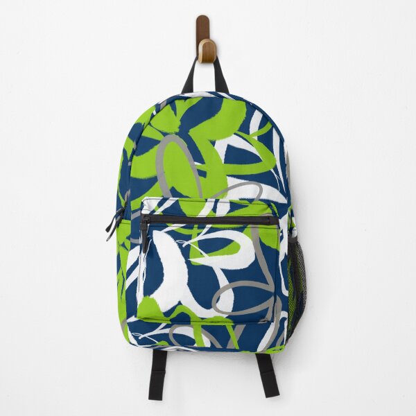 Item preview, Lotus Garden Painted Floral Pattern in Lime Green, White, Gray, and Navy Blue designed and sold by kierkegaard.
