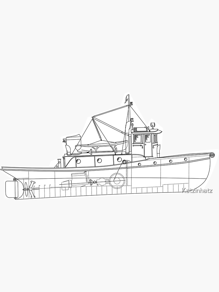"Tug Boat Plan Blueprint Lines" Sticker for Sale by Katzinhatz Redbubble