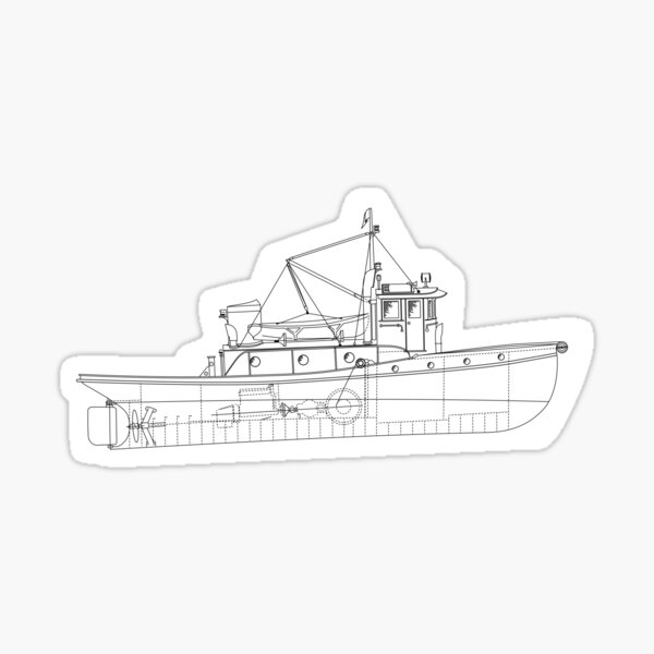 "Tug Boat Plan Blueprint Lines" Sticker for Sale by Katzinhatz Redbubble