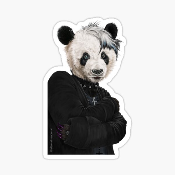 Goth Panda Animal Print Sticker